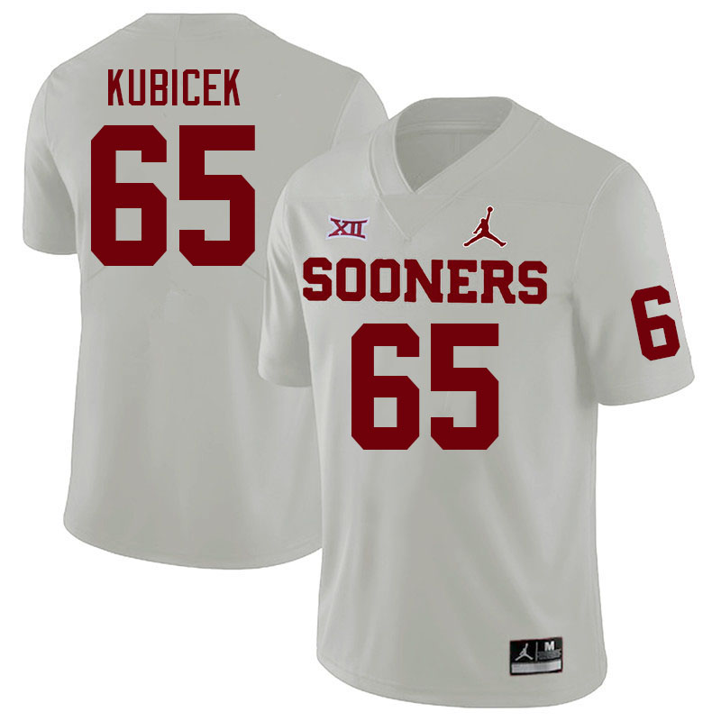 Men #65 Ty Kubicek Oklahoma Sooners College Football Jerseys Stitched Sale-White